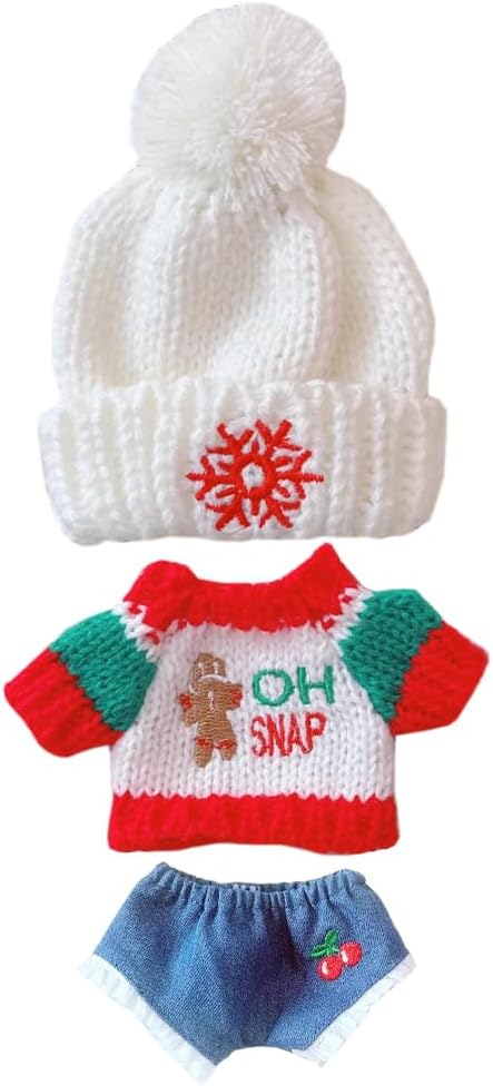 niannyyhouse 10cm-15cm Plush Doll Clothes Hat Sweater Jeans Compatible with 17cm Labubu Doll Dress Up (a11)