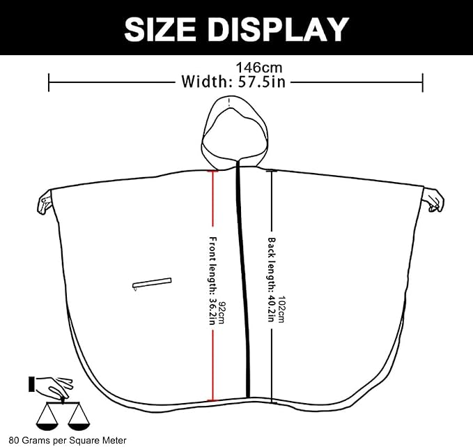 Fashion Hooded Rain Poncho Waterproof Raincoat Jacket with pocket for Women/Men/Adult