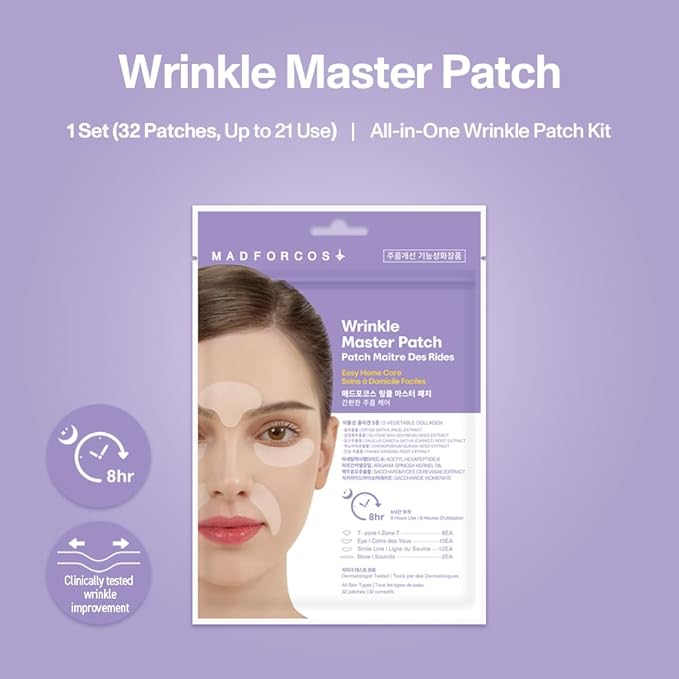 Wrinkle Master Patch – Targeted Wrinkle Patches for T-Zone, Smile Lines & Brows | Korean Skincare