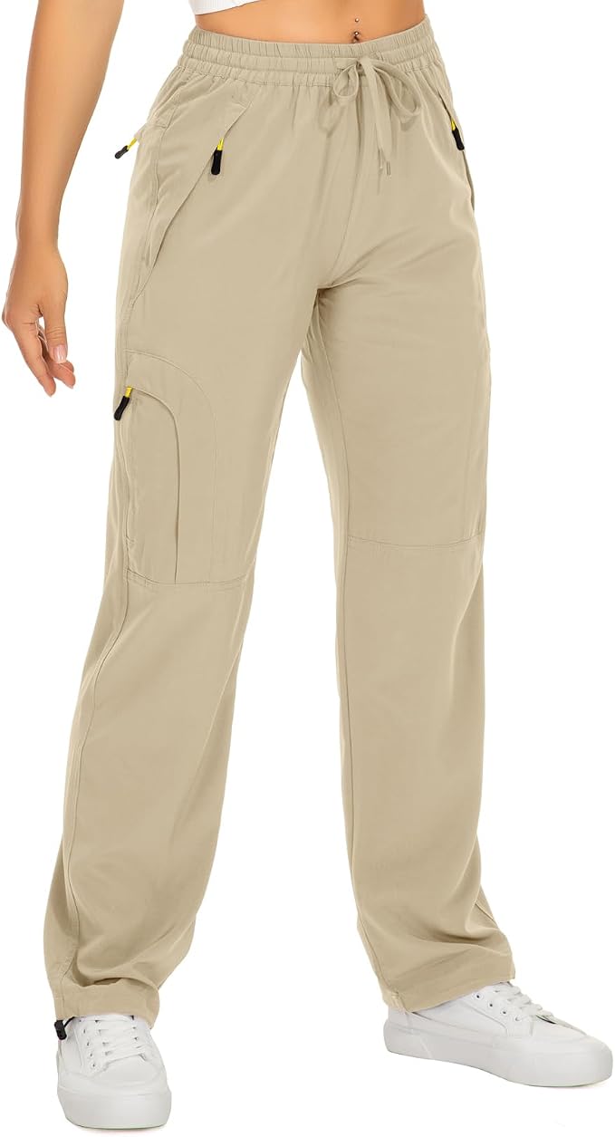 Womens Hiking Pants Quick Dry UPF 50 Lightweight Travel Golf Cargo Safari Pants Zipper Pockets