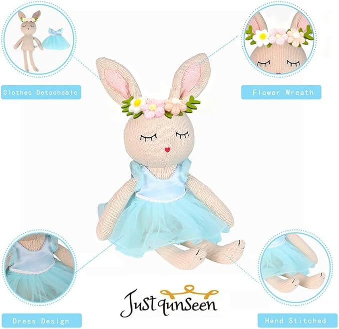 Ballerina Doll Easter Stuffed Animal Bunny Plush Animal Doll, Plush Rabbit Toy Bunnys Stuffed Animals for Girls Easter Animals on Party Birthday Christmas