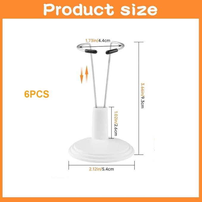 6 Pack Doll Stands, White Adjustable Display Holder for 4" to 8" Dolls, Action Figure Stand Compatible for Labubu Display, Accessories for Labubu