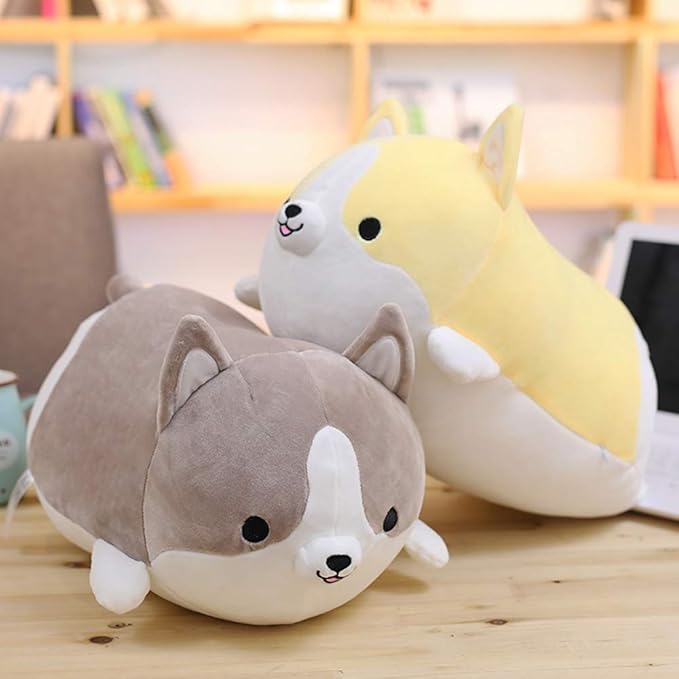 Corgi Dog Plush Pillow, Cute Shiba Inu Corgi Butt Stuffed Animal Toys Gifts for Bed, Valentine, Kids Birthday, Christmas (Gray, 17.3inch)