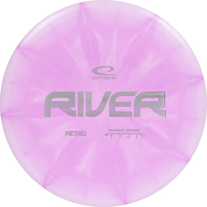 Latitude 64 Retro Burst River | Disc Golf Fairway Driver | Easy-to-Throw Disc Golf Driver for Beginners | Straight Flying | 170g+ Frisbee Disc | Unique Burst Patterns | Pink