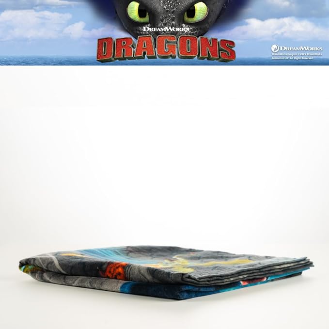 How to Train Your Dragon Toothless Kids Super Soft Cotton Bath/Pool/Beach Towel, 58 in x 28 in, (Offically Licensed Product) by Franco