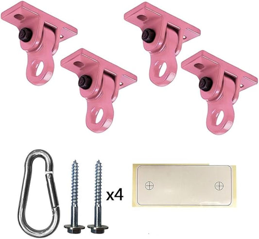 Heavy Duty Pink Swing Hangers Screws Bolts Included Over 5000 lb Capacity Playground Porch Yoga Seat Trapeze Wooden Sets Indoor Outdoor (4 Pack)