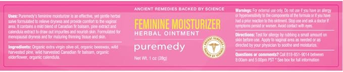 Puremedy - Feminine Herbal Salve - All-Natural Moisturizing Comfort Balm with Calendula & Elder Flower for Feminine Wellness, 1oz