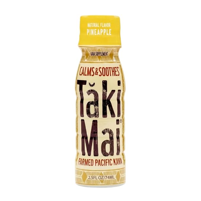 Taki Mai Pineapple Kava Kava 2.5 oz (6-pack) Shots – Noble Kava Root Drink, Ready to Drink for Stress Support & Relaxation, Fast Acting Herbal Support for Calming Better Sleep and Balanced Mood