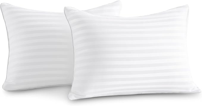 Oubonun 12 x 16 Throw Pillow Inserts Set of 2 | Firm and Fluffy Decorative Pillows for Couch Bed Sofa with Soft Cotton Cover White Cushion with Down Alternative
