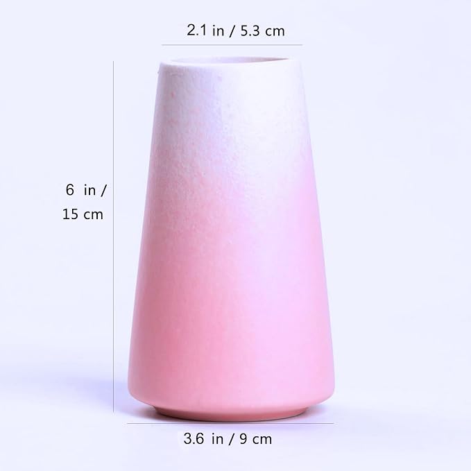 Simple Boho Ceramic Flower Vase for Home Decor (Gradient Pink,Small) | 6'' Modern Cute Vase for Flower Plant Pampas Grass, Fit for Table Shelf Centerpieces, Living Room Bedroom Wedding Gift