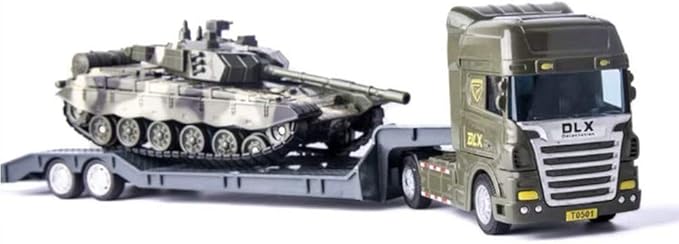 ZUKULIFE Military Vehicles and Army Battle Site Toys Flatbed Truck with Tank, Gift for 3 4 5 6 Year Olds Boys Kid Toddler Child