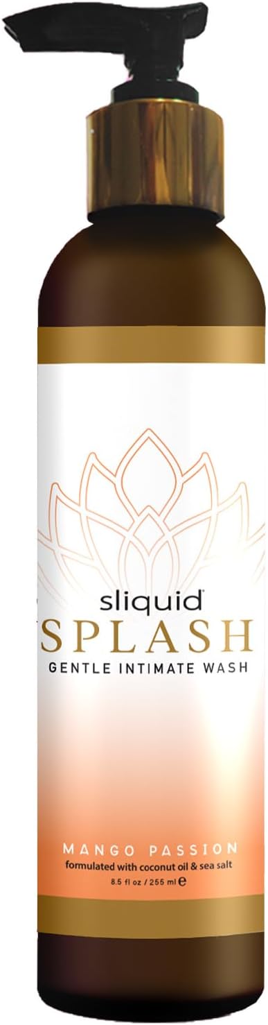 Sliquid Splash Feminine Wash for Women, Mango Passion, 8.5 Oz | Gentle Intimate Wash for Sensitive Areas with Coconut Oil & Sea Salt, Paraben- and Glycerin-Free, 100% Vegan-Friendly