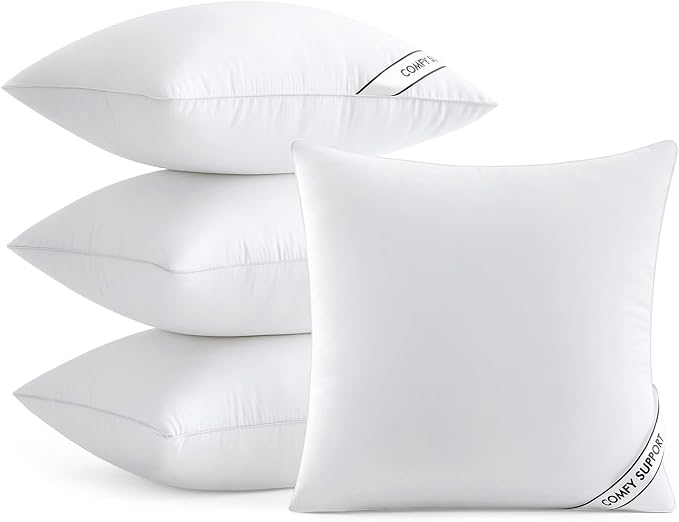 MIULEE 18x18 Pillows Inserts Pack of 4, Down Alternative Virgin Filling | Decorative Pillow Insert, Comfy Support Throw Pillows for Sofa Couch Bed