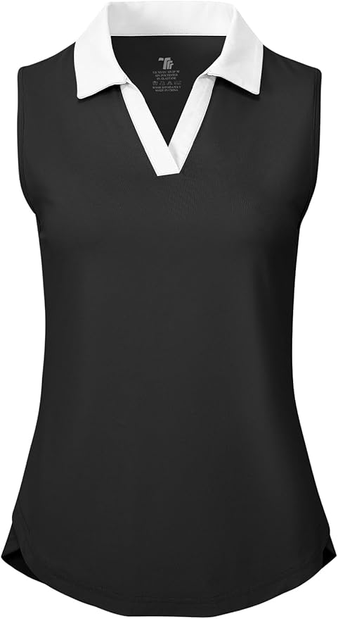 BGOWATU Women's Sleeveless Golf Polo Shirts Collared V Neck Tennis Tank Tops UPF 50+ Quick Dry Lightweight