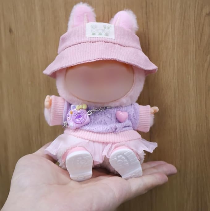 Clothes for LABUBU 17cm Dolls(No Doll -5 Set Outfit 17cm Doll Clothes for Labooboo ,Clothes Set for LABUBU Dress Up,Labubu Accessories with Camera