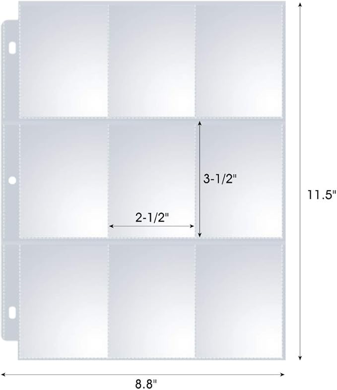 120 Pack 9 Pocket Page Protectors, Sooez Single Sided Trading Card Sleeves for 3 Ring Binder, Baseball Cards Holder, Protective Pages Sheets for Binders Album, Fit for Collectible Games, Sports Cards