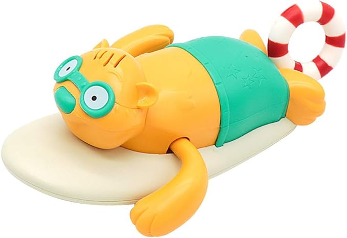 Pull String Baby Bath Toy Pull & Go Beaver Cute Surfing Beaver Swimming Beaver Windup Clockwork Bathtub Toy for Toddlers (Blue)