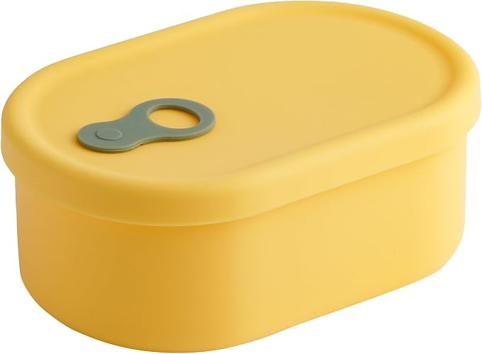 Korean Silicone Food Container, Steam Vent, Mango Yellow, 22 fl oz | Microwave & Freezer Safe, Leakproof, Airtight, Dishwasher Safe, BPA Free
