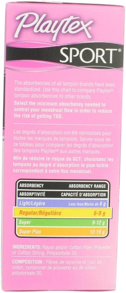 Playtex Tampons Sport Regular 18 Count Unscented
