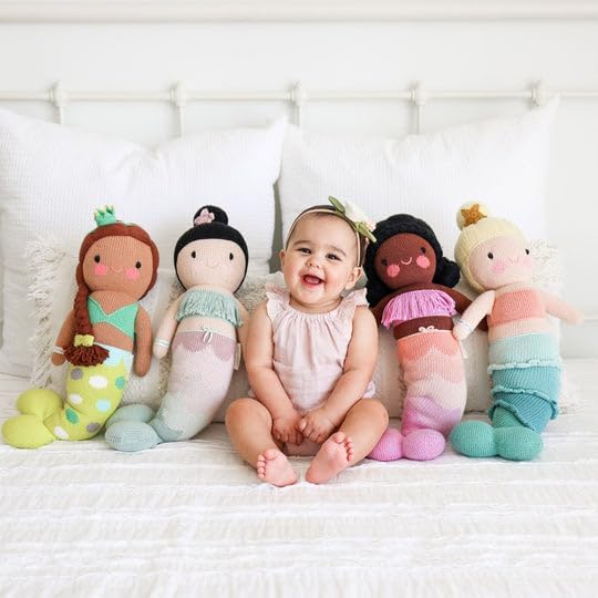 cuddle + kind Pearl The Mermaid Little 13" Hand-Knit Doll – 1 Doll = 10 Meals, Fair Trade, Heirloom Quality, Handcrafted in Peru, 100% Cotton Yarn