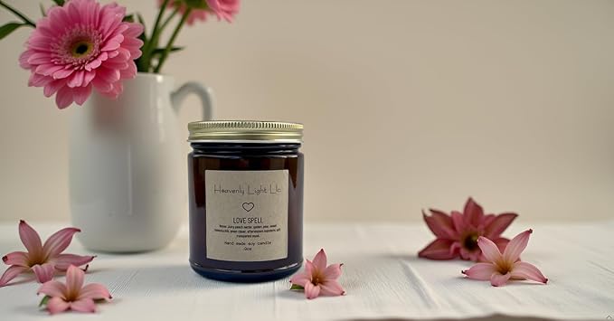 Heavenly Light LLC Love Spell 100% Non-Toxic 9 oz Scented Soy Wax Candles