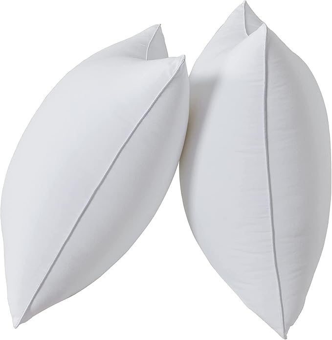 Qeils 24 x 24 Soft Polyester Cover Pillow Inserts Set of 2 - White Rectangle Square Decorative Pillow Inserts for Couch & Sofa