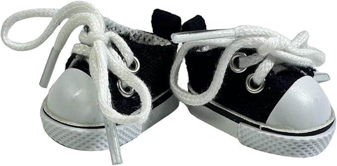 17cm Dolls Shoes, Lace-Up Canvas Sneakers Mini Shoes for 17cm Dolls, Fingerboard Shoes, Mini Finger Shoes, Clothing Accessory for 6.7in Dolls (1 Pair of Black)