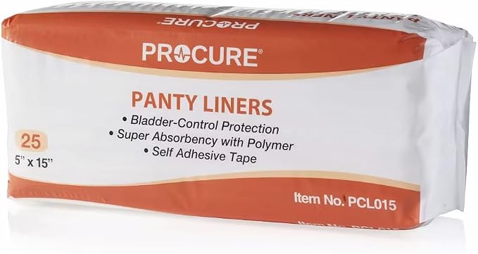 ProCure Panty Liners for Women 7X 17 Inch(Extra Wide) - Bladder Control & Light Absorbency Protection, Adhesive Disposable Liners