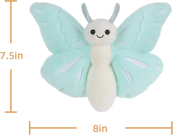 Apricot Lamb Blue Butterfly Plush Stuffed Animals for Kids, Soft Cute Plush Toys for Baby Girl and Boy, Fluffy Blue Butterfly Blue