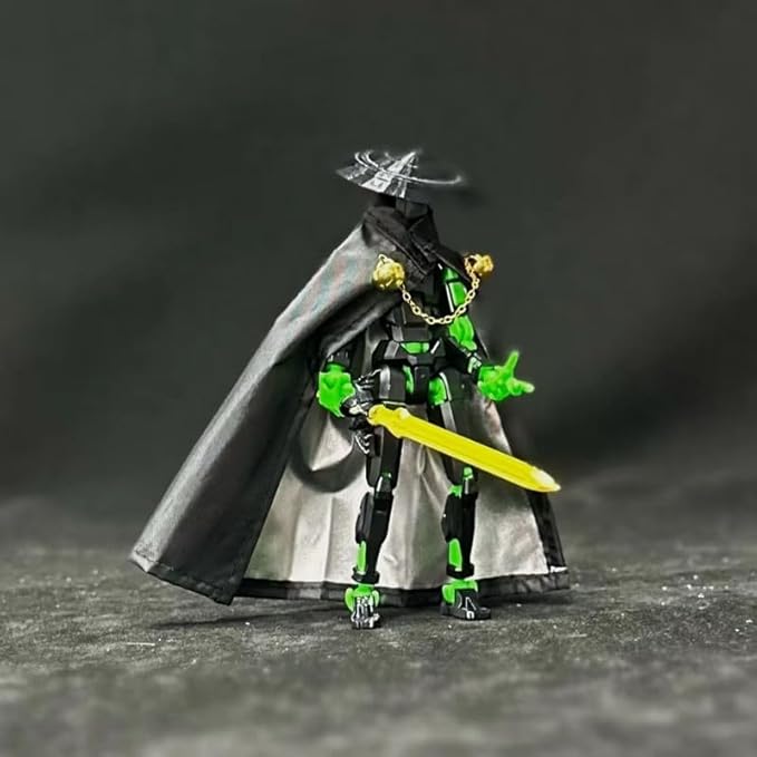Assembly Completed T13 Action Figures,T 13 Action Figure, Robo 13 3D Printed Action Figure - The Ultimate Hero for Action-Packed Playtime,5.2 Inch (Swordsman-Black Green)