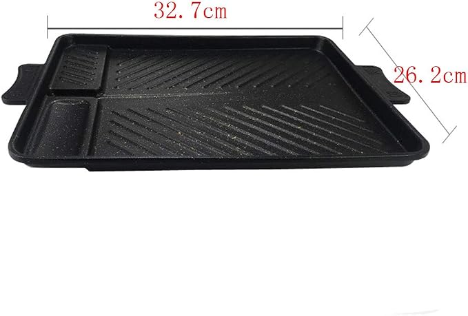 Korean-Style Non-Stick Smokeless Rectangular Grill Pan Baking Tray Barbecue Plate for Indoor Outdoor BBQ