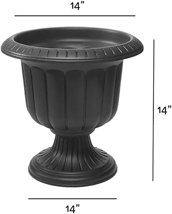 Root & Vessel, Classic Urn Planter, Black, 14-Inch