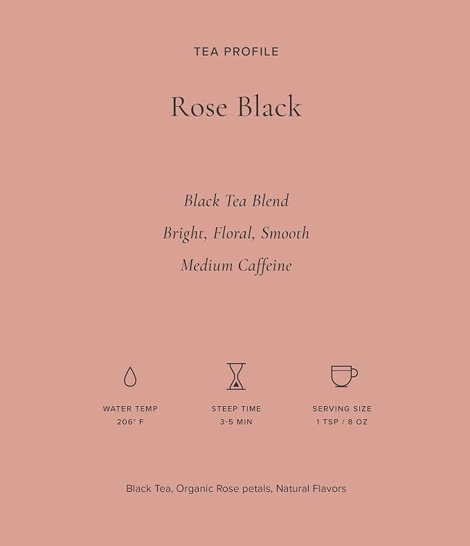 Art of Tea Rose Black Tea Bags 12 Count, Premium Floral Black Tea with Rose Petals, Smooth Aromatic Caffeinated Gourmet Tea, Elegant Hot or Iced Tea Bags