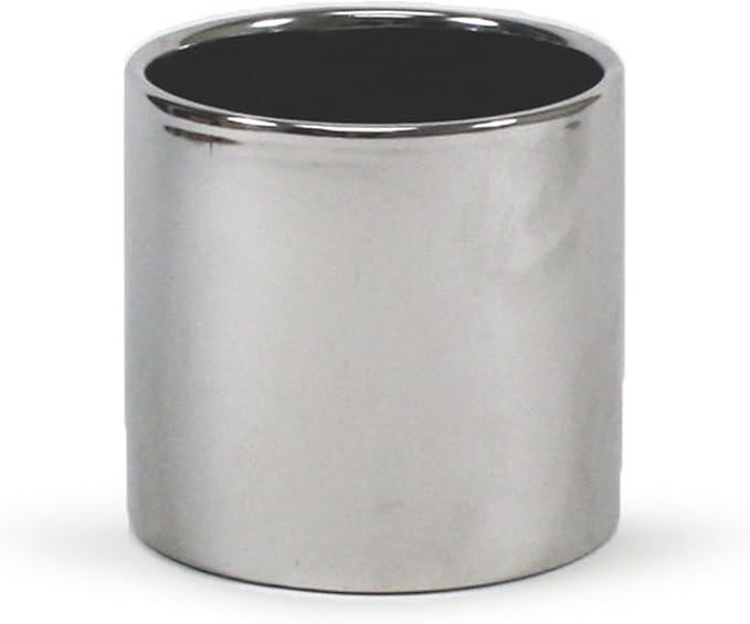 WGVI Silver Ceramic Cylinder Vase Width 5.5" Height 5", Flower Arrangements, Candle Holder, Terrarium Planter Pot, Storage Container Organizer, Pen Brush Holder, Smooth Silver Tabletop Decor, 6 Pc