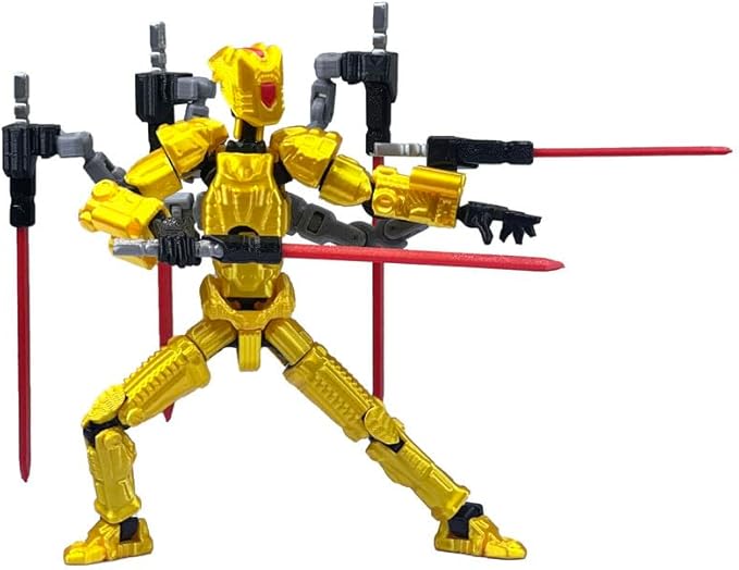 T13 Action Figure Set (Assembly Completed)，3D Printed Multi-Jointed, Desktop Decorations for Game Lovers Toys,5.5Inch (Gold)