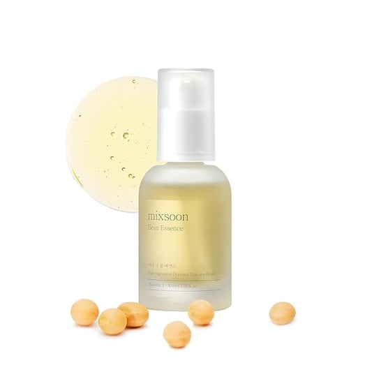 mixsoon Bean Essence-Exfoliating, Hydrating, Fermented Bean Extract, Gentle Formula for Smooth Skin 30ml / 1.01 fl.oz. Korean Glass Skin Care