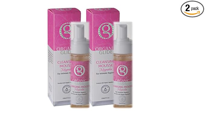 Organic Glide Feminine Body Wash 5 fl oz - Natural Cleansing Mousse with Unique Probiotic Support, pH Balanced, Gentle for Sensitive Skin & Intimate Areas, Refreshing Magnolia Scent (2-pack)
