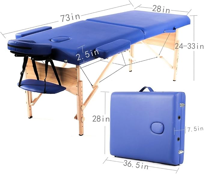 BestMassage Massage Bed Portable Massage Table 28 inch Wide Lash Bed Height Adjustable 2 Folding Spa Table with Non-Woven Bag for Spa Footmassage Facial CareSpa Tattoo