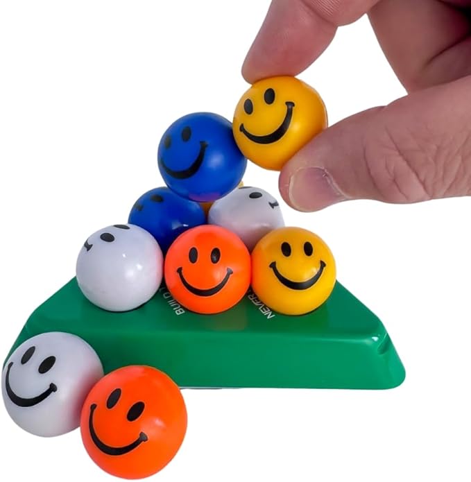 Smarts Pyramid™ 3-Layer Brain Teaser Puzzle – Sports Edition (Baseball, Basketball, Golf, Smiley) (Smiley)