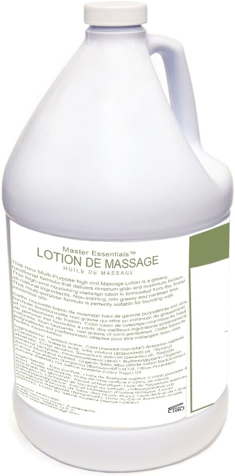 Master Massage - Organic, Unscented, Vitamin-Rich and Water-Soluble Massage Lotion - 4 Gallon Bottle Per Pack