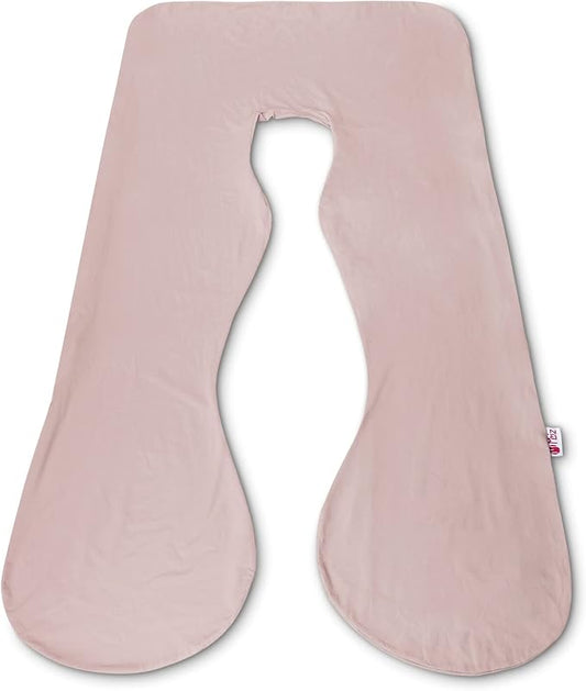 Meiz Pregnancy Pillow Cover, Cooling Pregnancy Pillow Cover U Shaped, Pregnancy Pillowcase Fit 55" x 31" Maternity Pillow, Jersey Cotton, Apricot