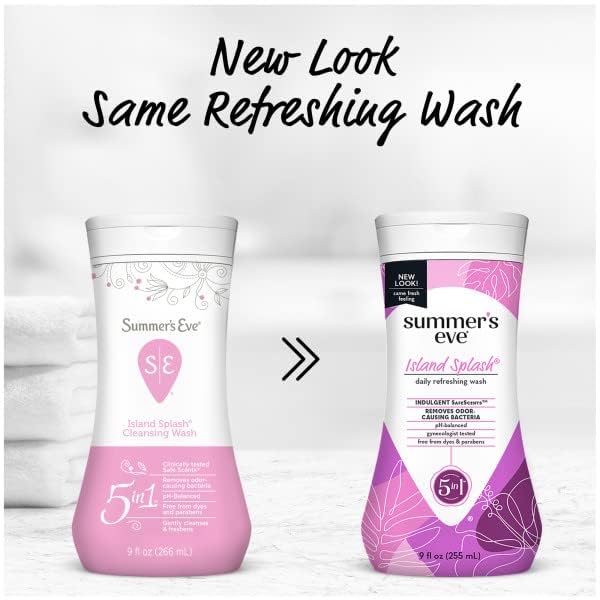 Summer's Eve Feminine Wash for Daily Intimate Care, Odor Control and Sensitive Skin, pH Balanced Personal Wash, Island Splash Scent, 9 Fluid Ounce (Pack of 10)