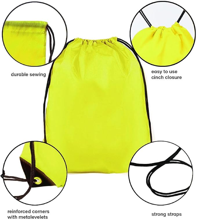 Drawstring Backpack Bulk 50 Packs Draw String Backpack Bags DIY Gym Sports Traveling Trip ride Pedestrianism Yoga Cinch Bag Sackpack Drawstring (yellow)