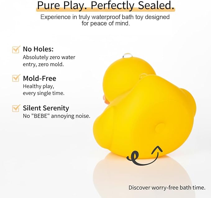 4.3 Inch 10 Pcs Kalafona Rubber Bathtub Duck/Duckie Waterproof No 'Bebe' No Hole Funny Bath Swimming Pool Toy Without Hole for Kids Birthday Party Favor Home Decor