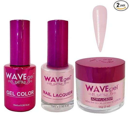 WAVEGEL Soak-Off Gel, Nail Lacquer & Acrylic/Dip Powder Matching Set - Princess Collection - #008 Pink Antique