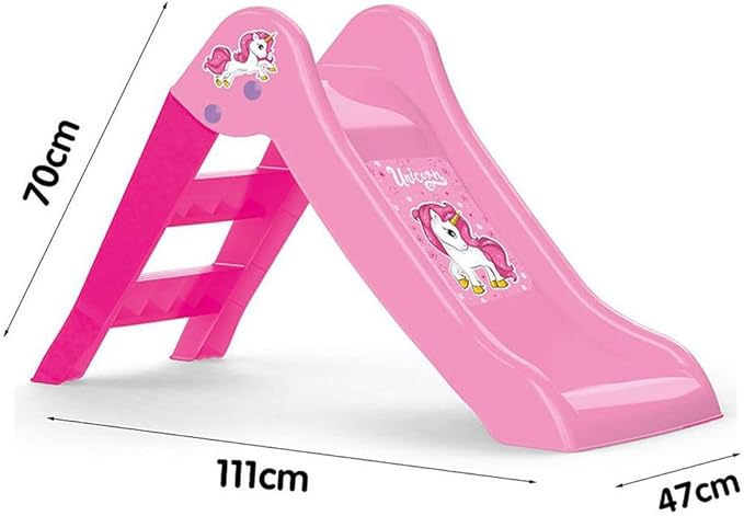 DOLU: My First Slide: Unicorn & Pink - Indoor/Outdoor Toy, Foldable Slope, 2 Step Ladder, Durable Plastic, Playground Equipment, Toddlers Kids Ages 2+