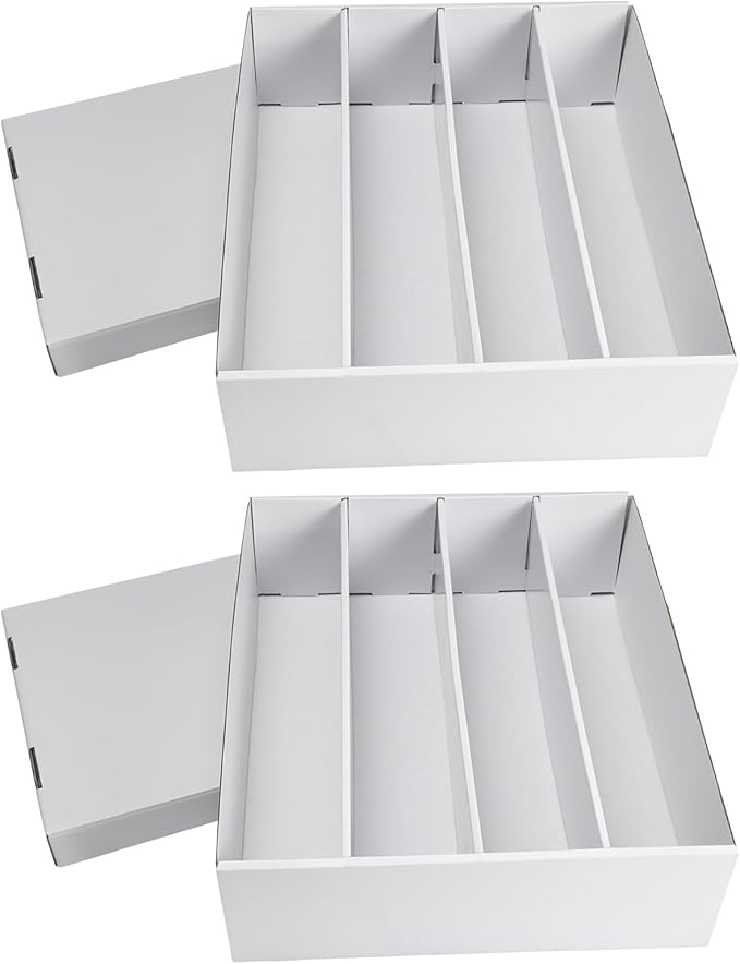 RLAVBL 2-Pack 3200 Count Trading Card Storage Box, 4 Row Cardboard Card Boxes with Dividers for Sports, MTG, TCG, Toploader