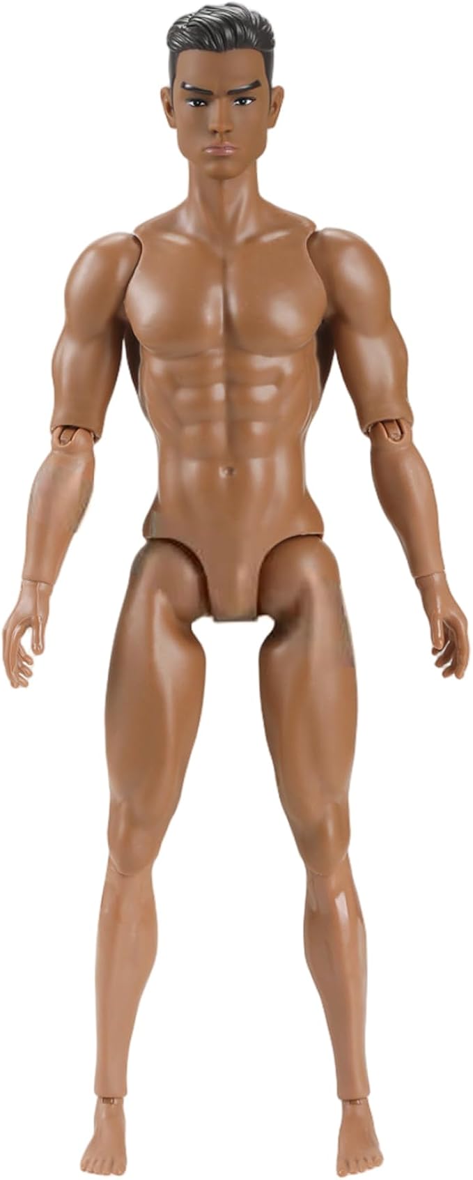 1/6 Scale Action Figure Multi Jointed Posable Male Muscular Action Figure Body with Head for Display Doll Collection, Brown Body Custom Figures Blank