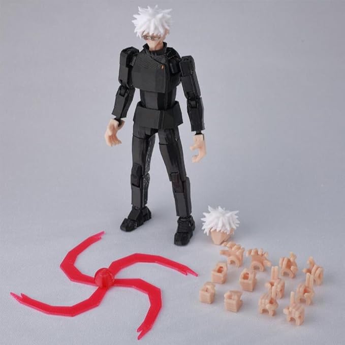 JJK Figure Gojos Action Figure Fushiguro Toji 3D Printed Figurine, Movable Joints Interchangeable Prats, Mini Anime JJK Statue Collectible