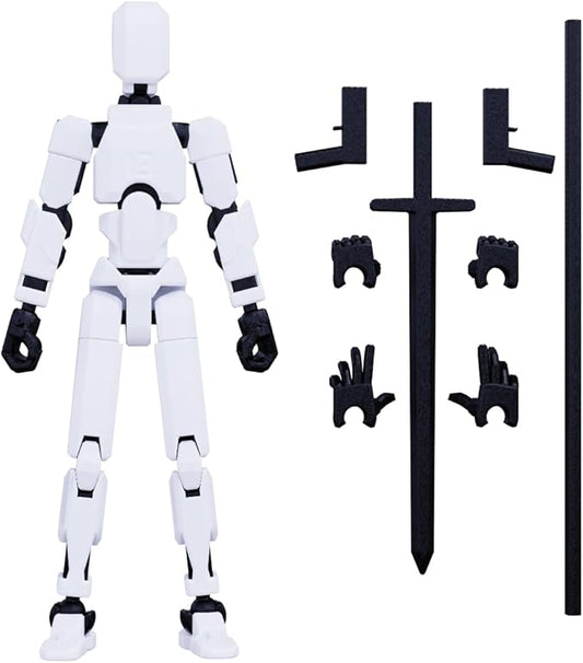 MerryXD T13 3D Action Figure,Assembly Completed Dummy Nova Tintan Lucky 13 Action Figure 3D Printed Multi-Jointed Movable Toy White